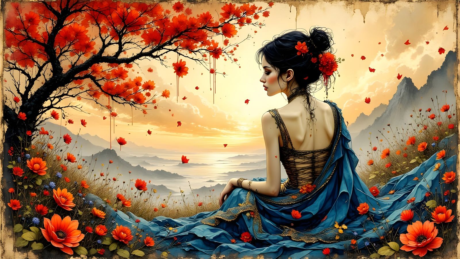 Tapestry of Resilience: Woman with Floral Ink