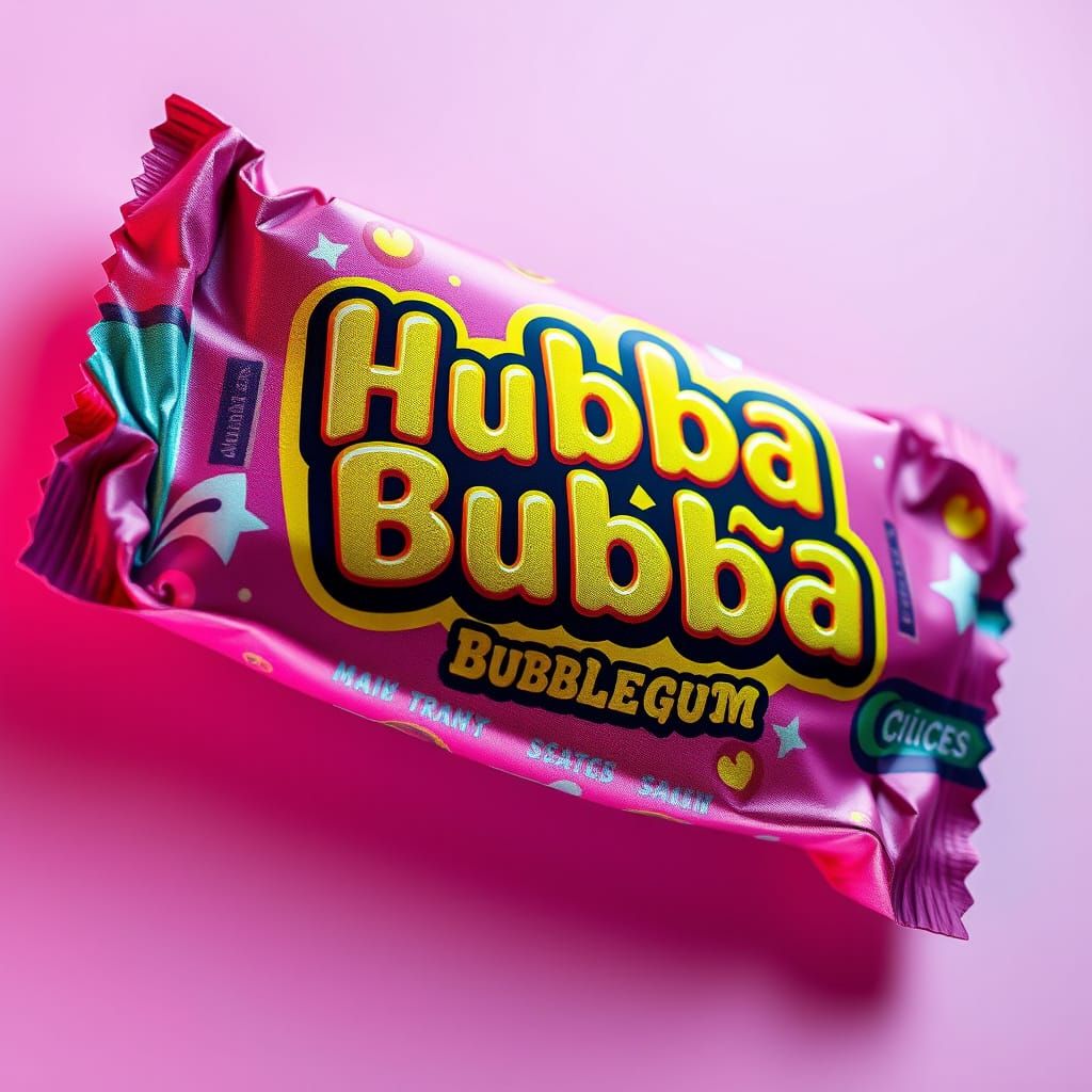 Vibrant Hubba Bubba Bubblegum Wrapper in Fantastical Style