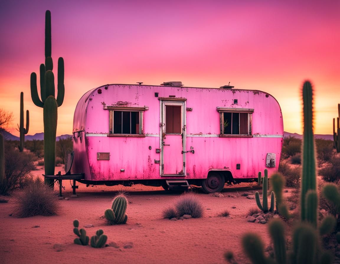 Desert Trailer at Sunset: Professional Photography