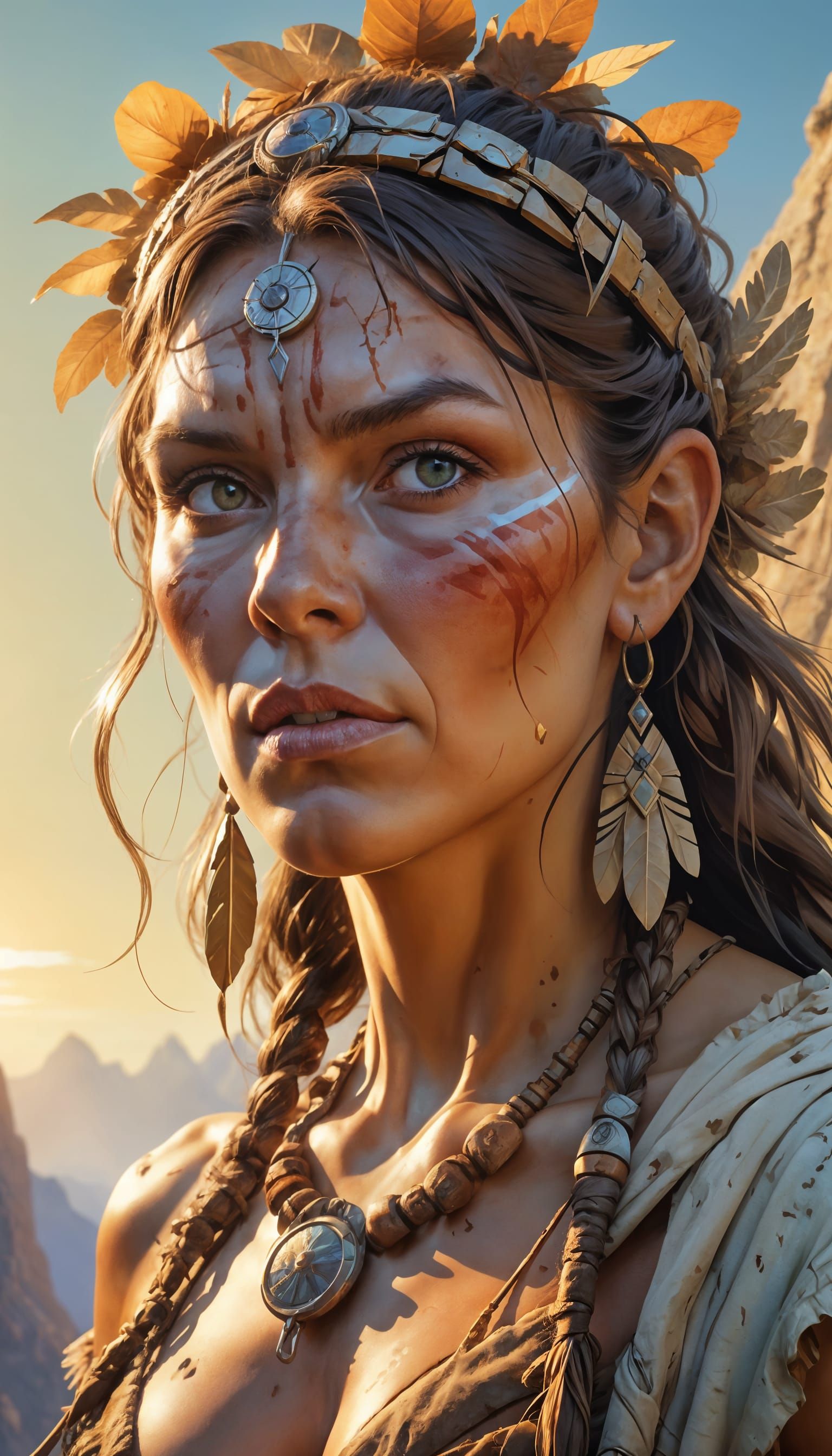 Warrior Woman in Ancient Dawn