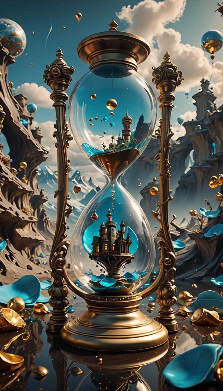Hourglass of Memories in Surrealist Style