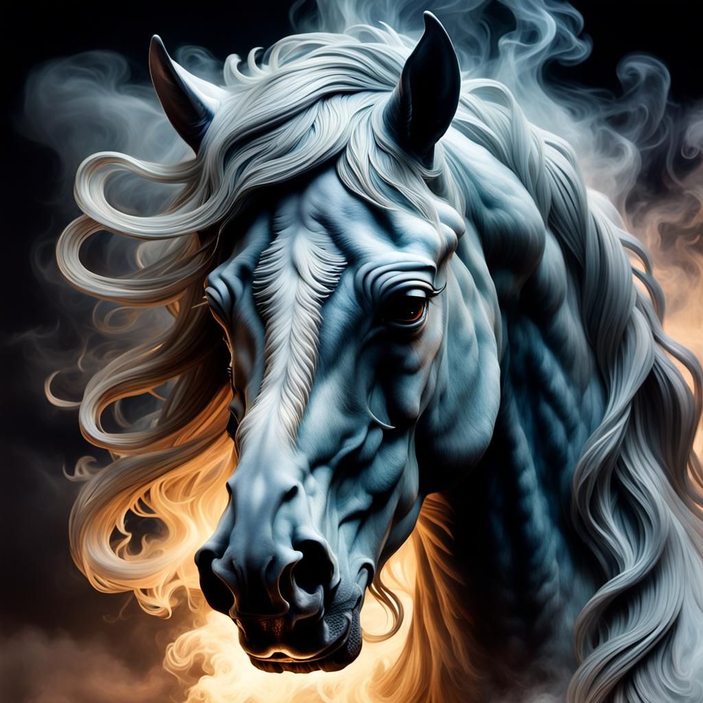 Ethereal Smoke Horse Digital Rendering