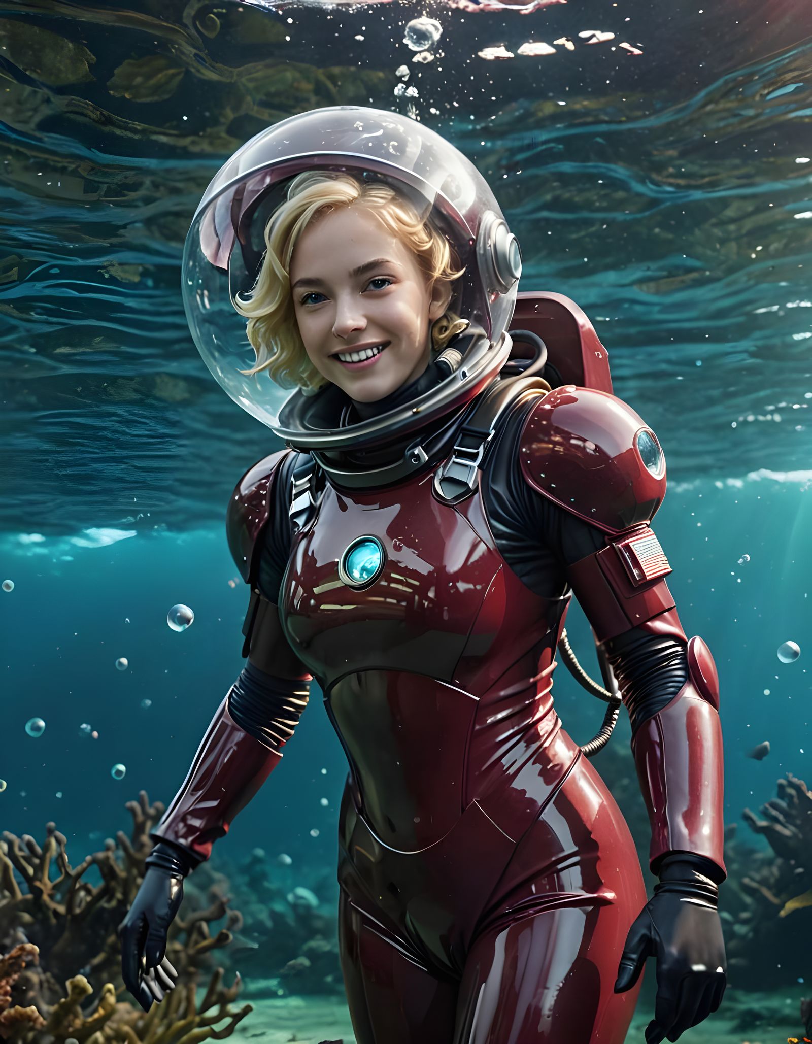 Astronaut Exploring Alien Ocean in Spacesuit