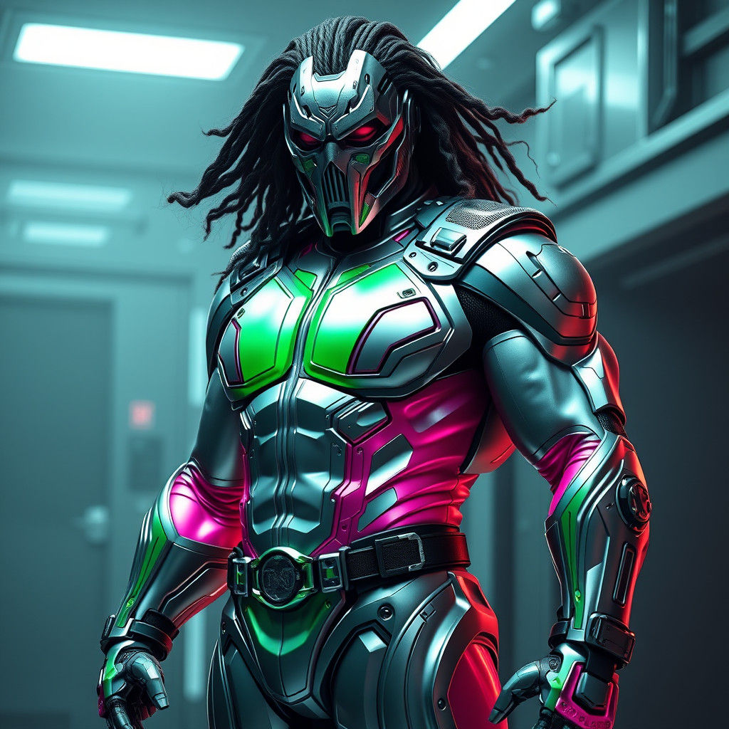 Powerful Character in Futuristic Metallic Suit