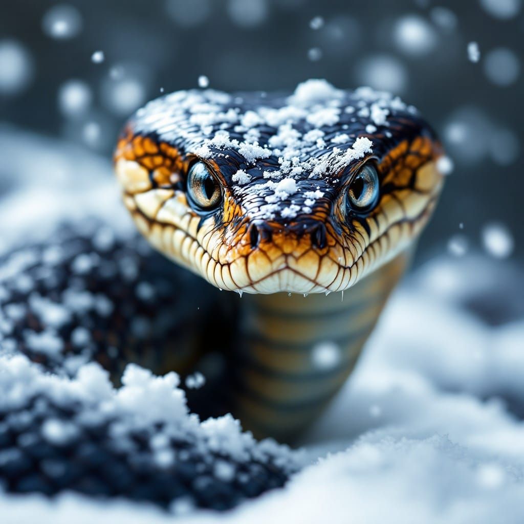 Realistic Cobra in Winter Landscape