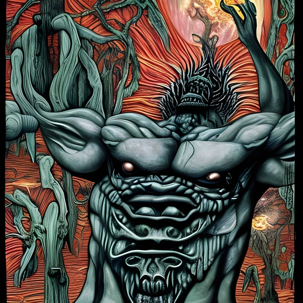 Steroid Swamp God: Hyperdetailed Horror Artwork