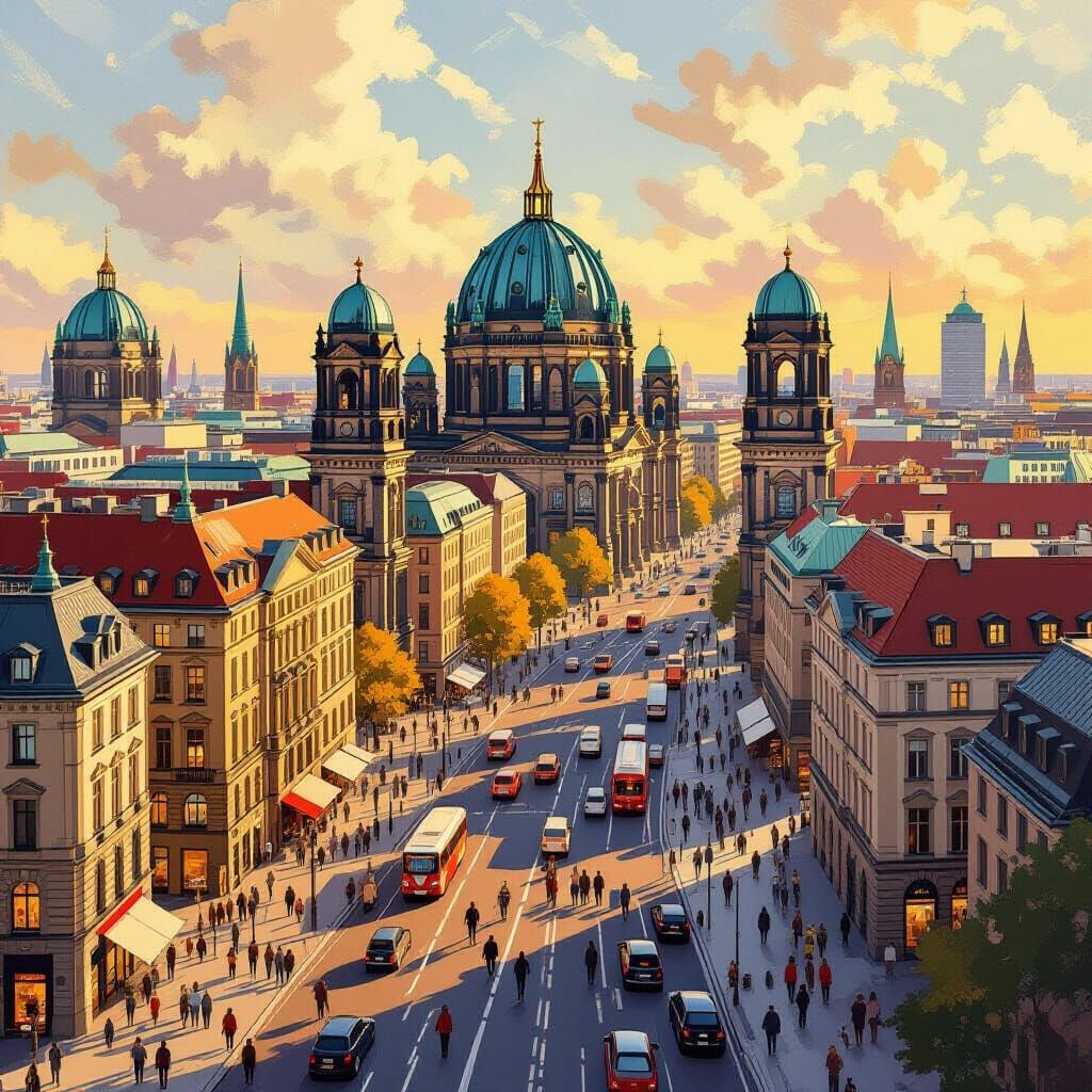 Berlin Cityscape in Impressionistic Style