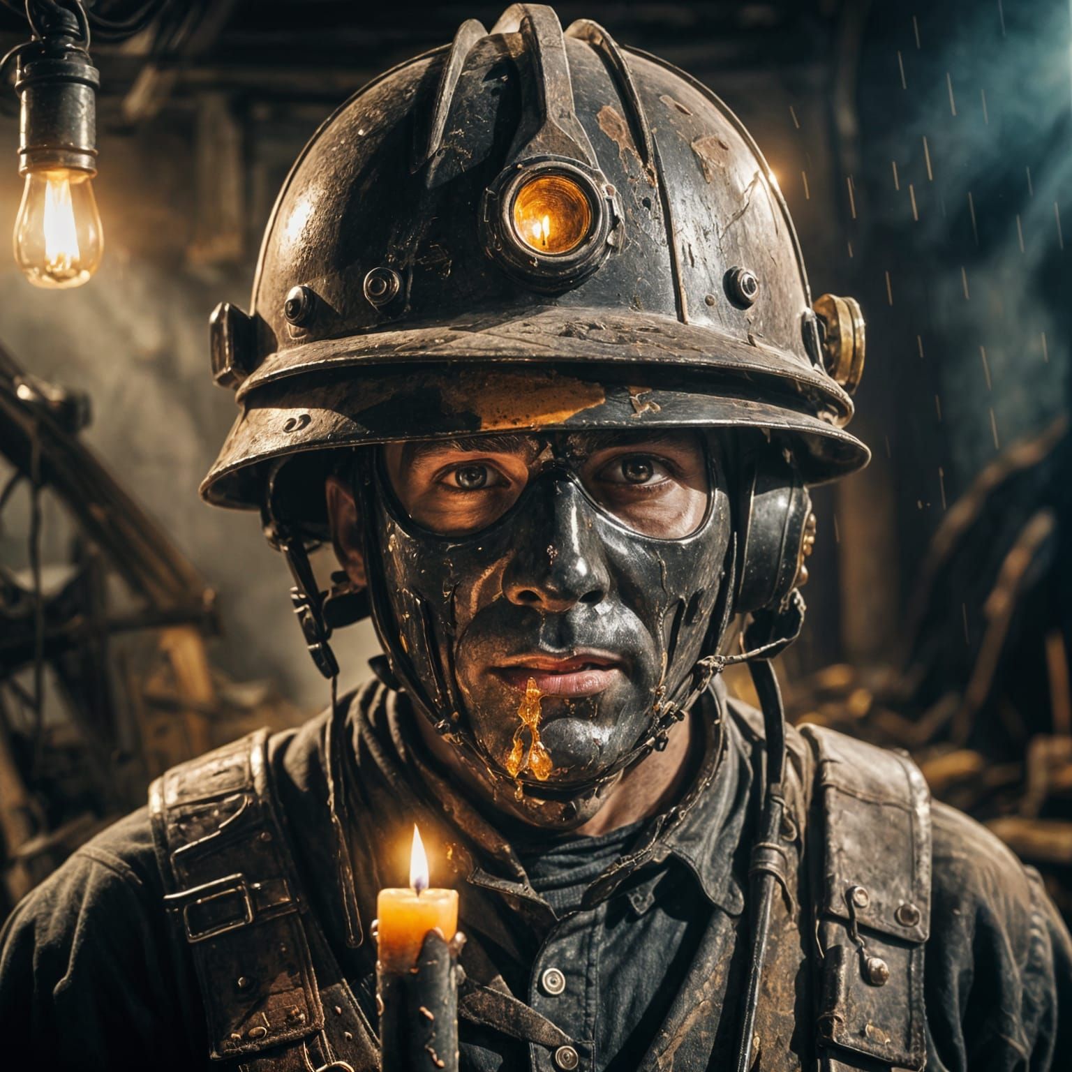Dramatic Miner's Helmet Film Still