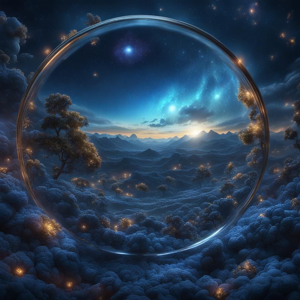 Blue Eye Reflects a Starry Night Sky