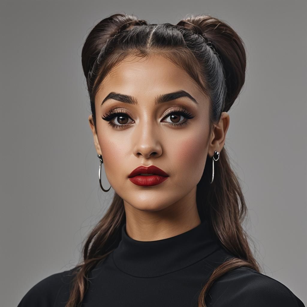 Striking Portrait with Bold Makeup and Ponytail