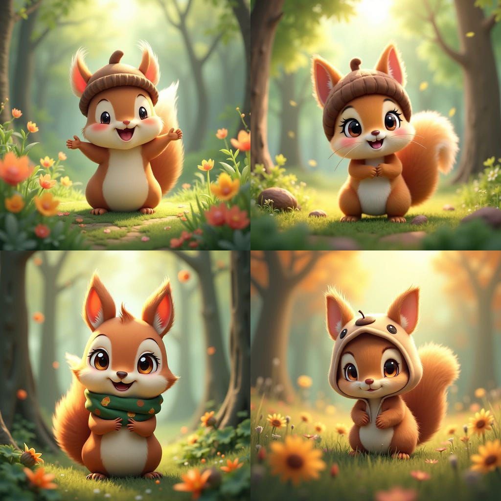 Mischievous Squirrel with Chibi Face in 3D Anime Art
