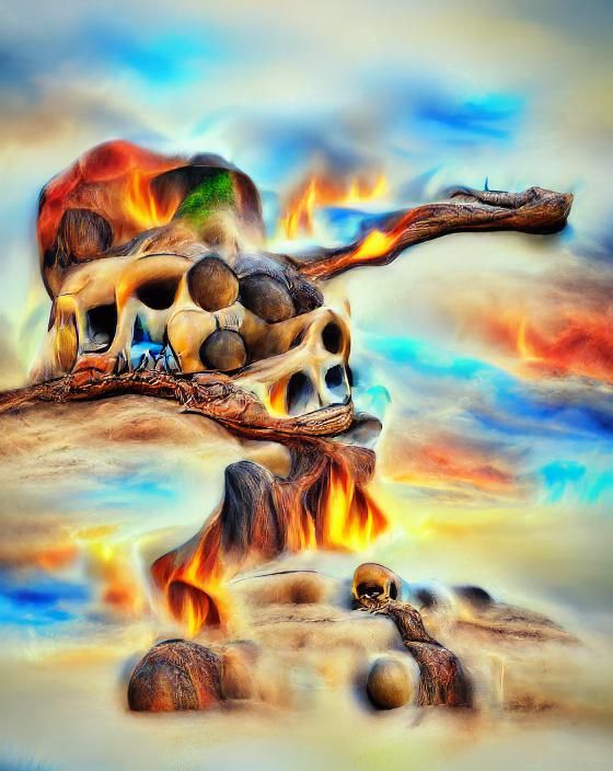 Fiery Skull Landscape in High Resolution