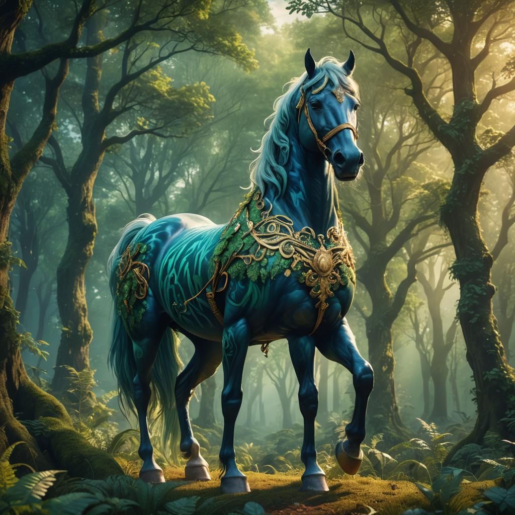 Majestic Magical Horse in Lush Forest