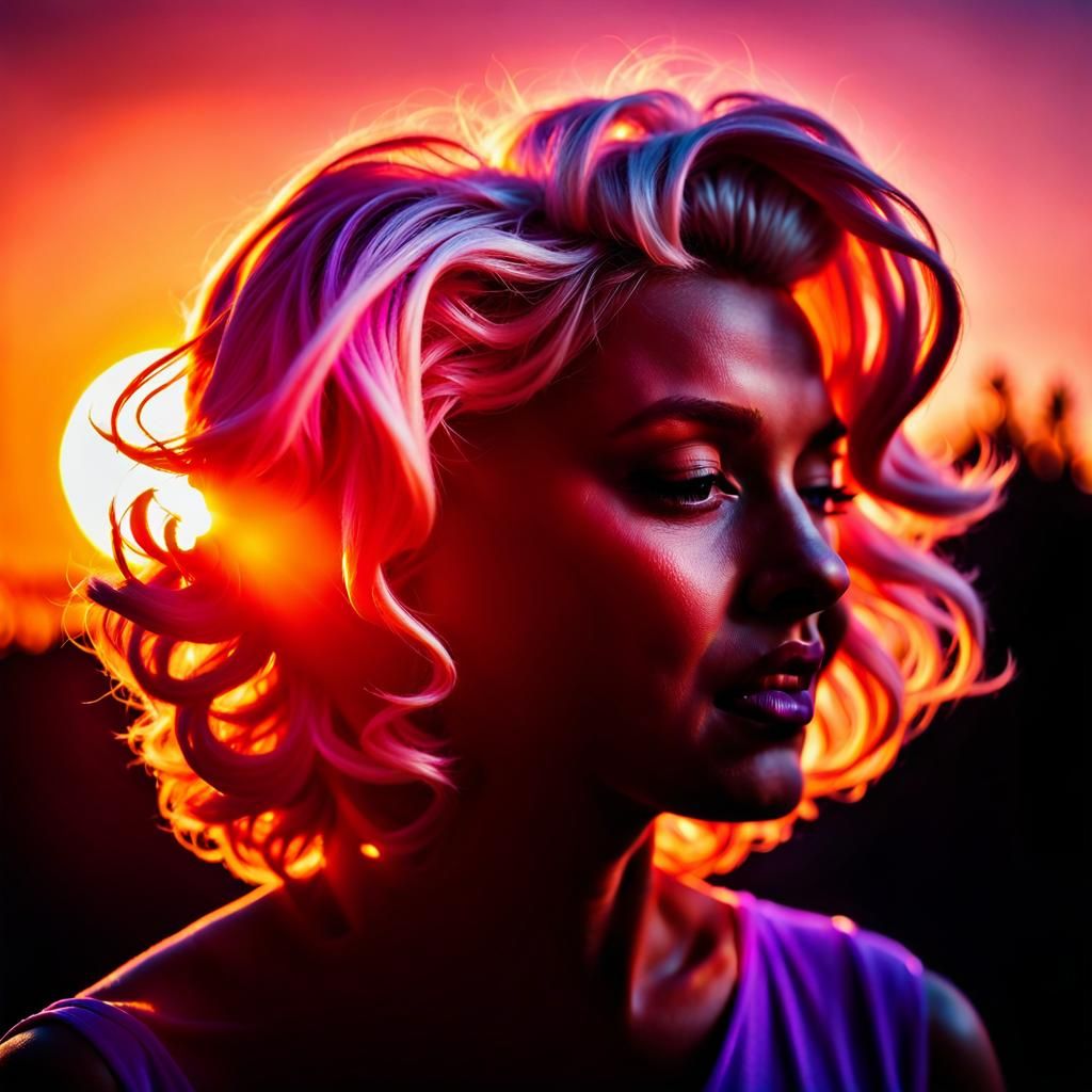Marilyn Monroe Sunset Silhouette in Pastel Colors