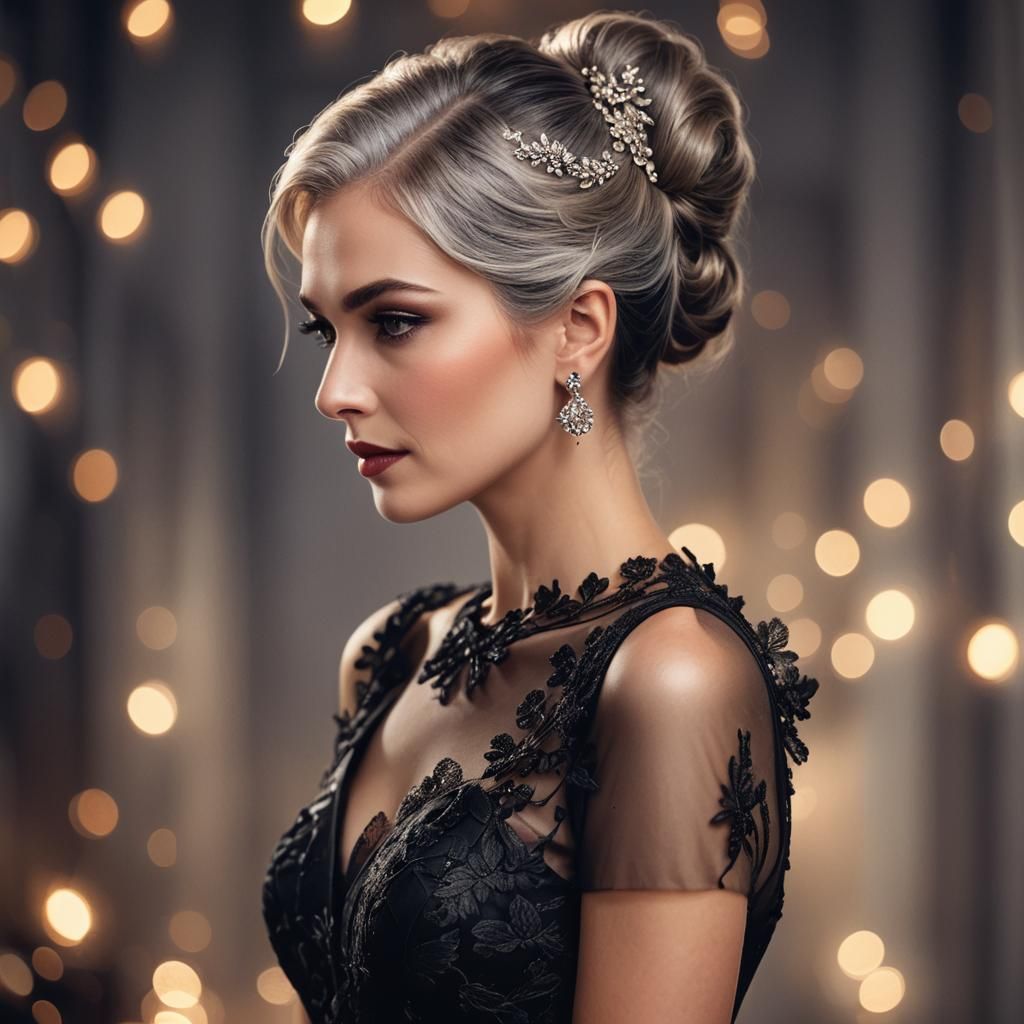 Elegant Woman in Lace Gown: Editorial Portrait