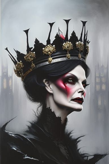 Vampire Queen Portrait in Dark Surrealist Style