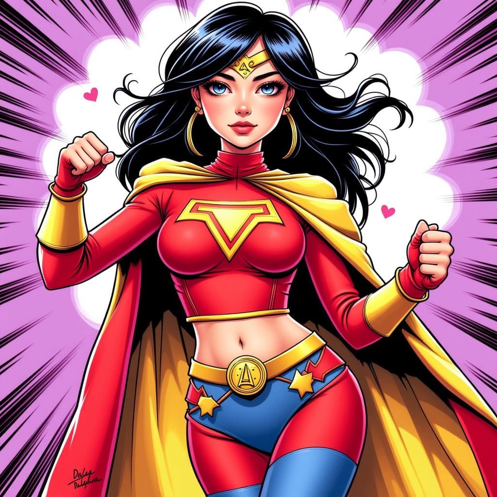 Dynamic Comic Book Portrait of Superhero Darla Dudley
