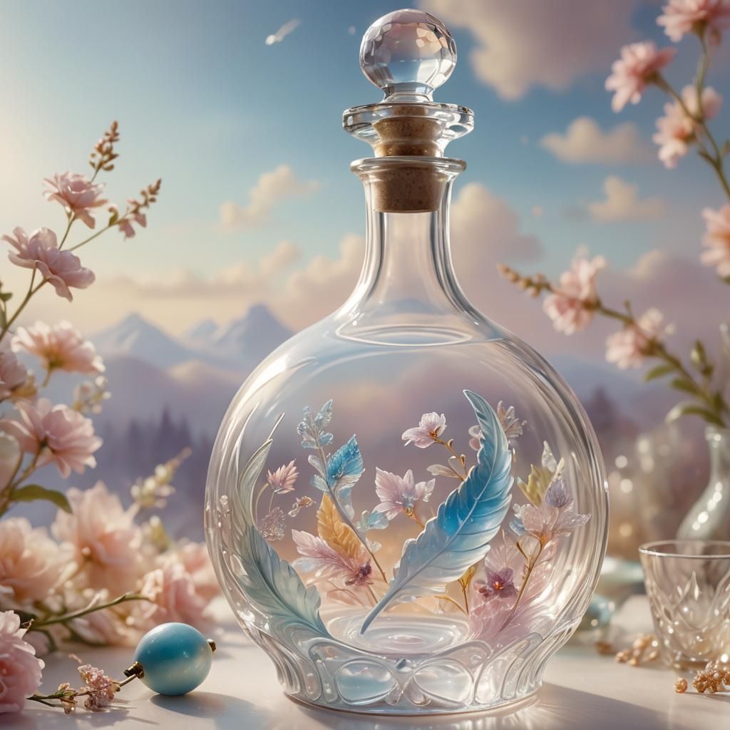Heavenly Vision Inside Glass Decanter in Soft Focus