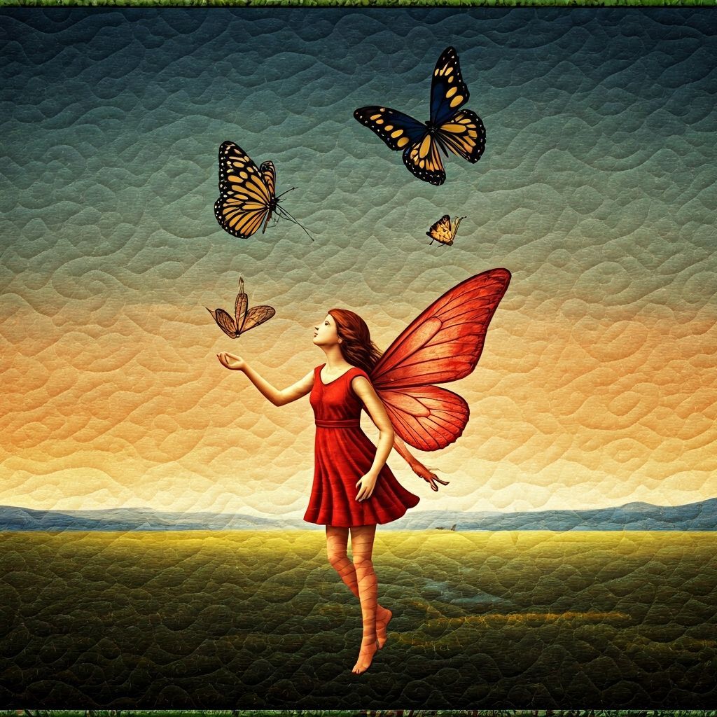 Surrealist Fairy Juggling Butterflies in Italy