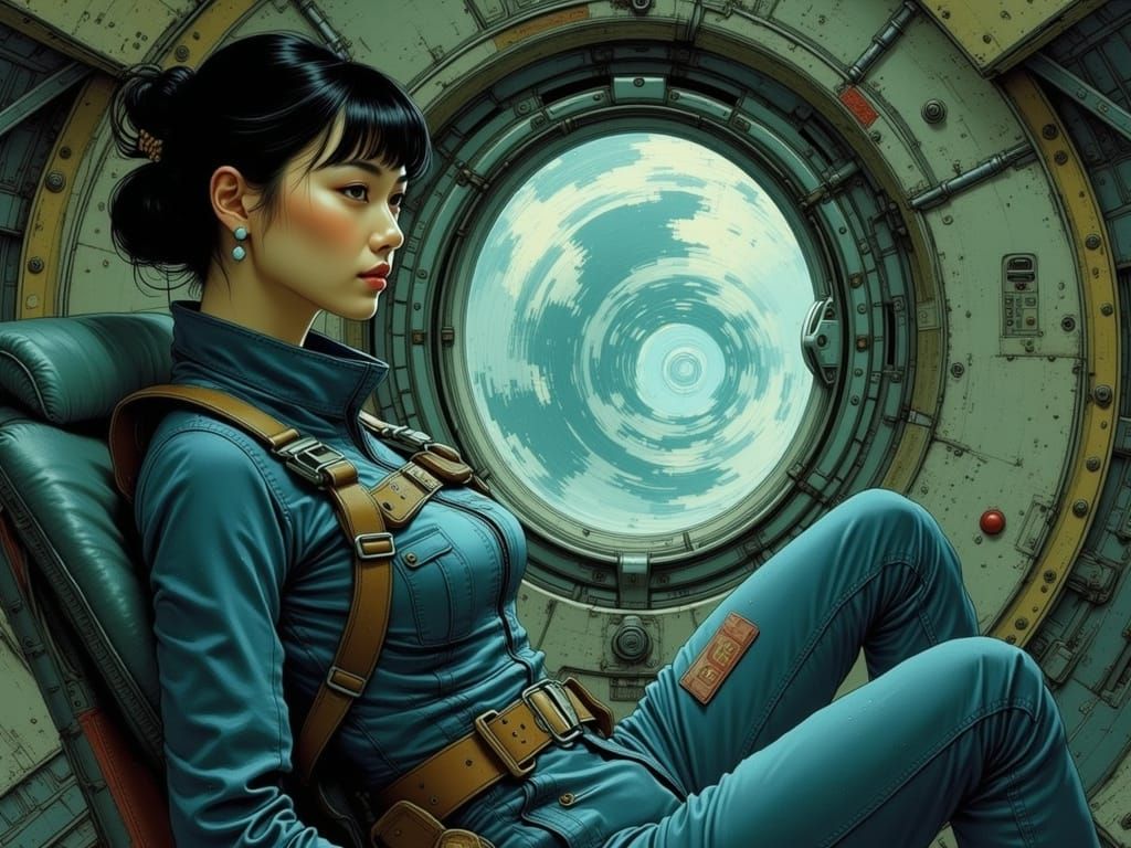 Futuristic Space Explorer in Cyberpunk Style