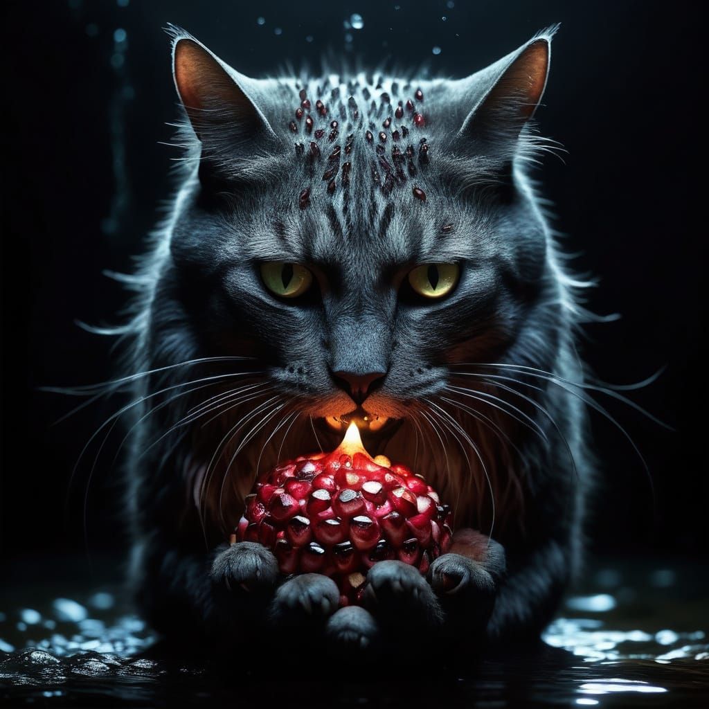 Surreal Feline Abomination Glares at Waterborne Prey