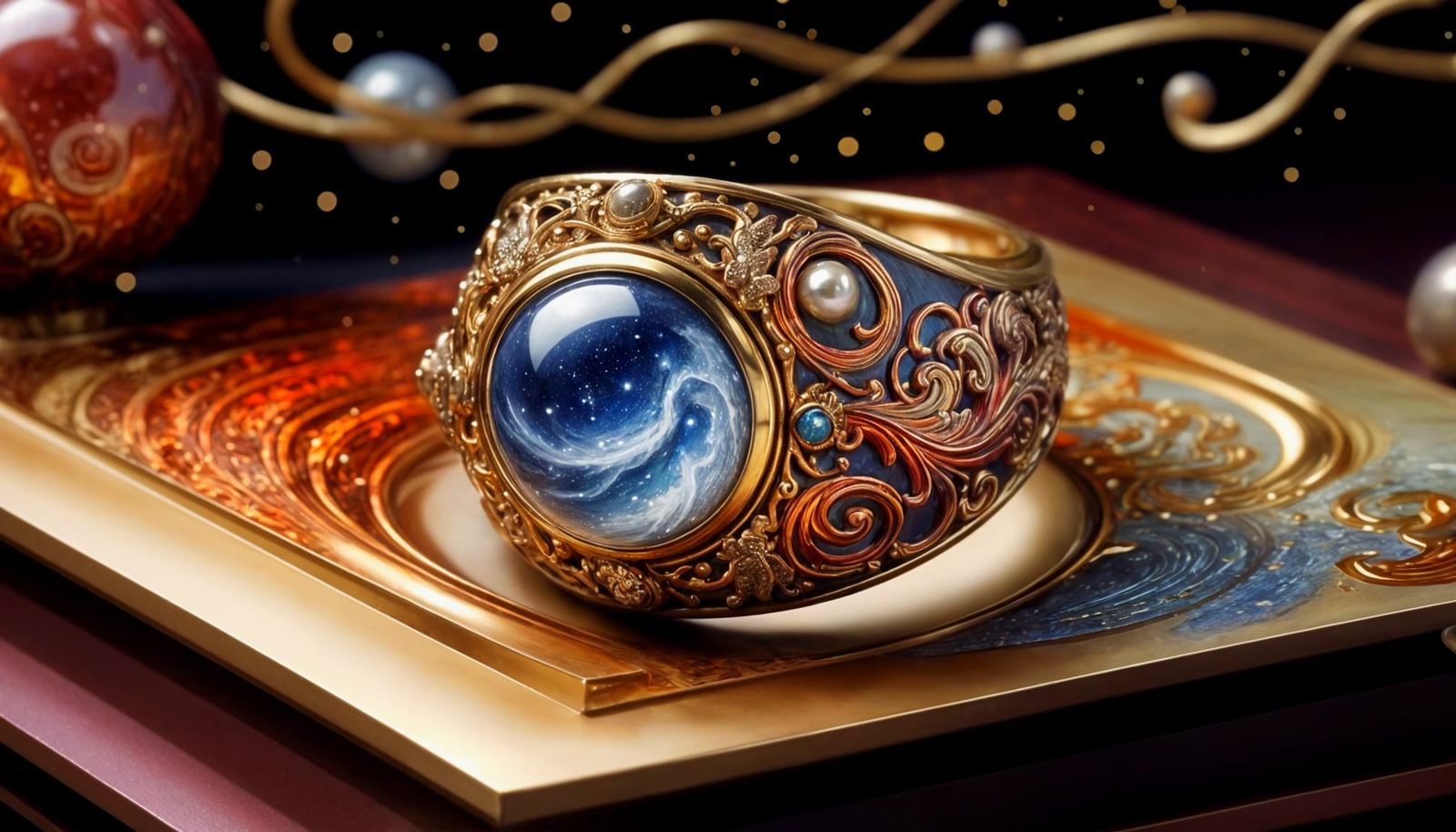 Ethereal Cosmic Ring in Vibrant Oil Colors