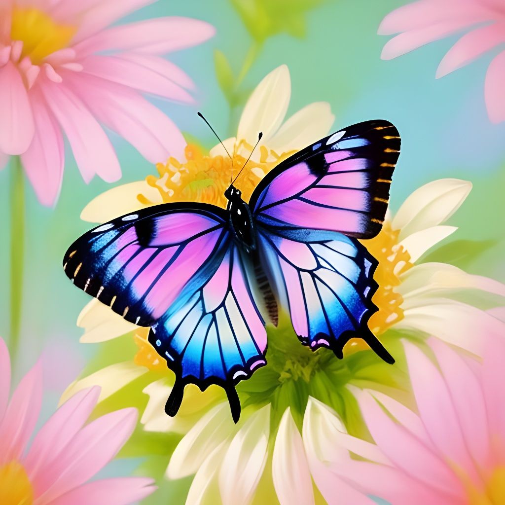 Beautiful Pink and Blue Butterfly