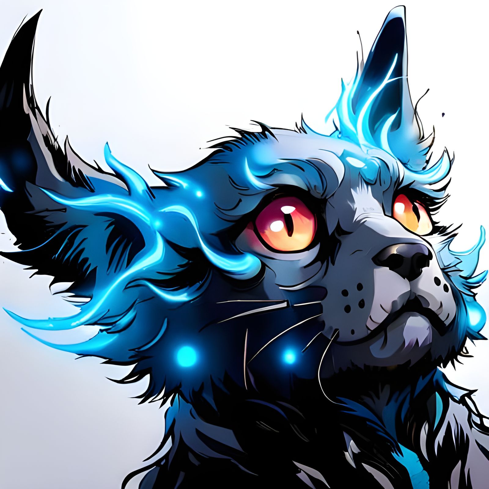 Mythical Blue-Eyed Cat: Hyperrealistic Digital Art