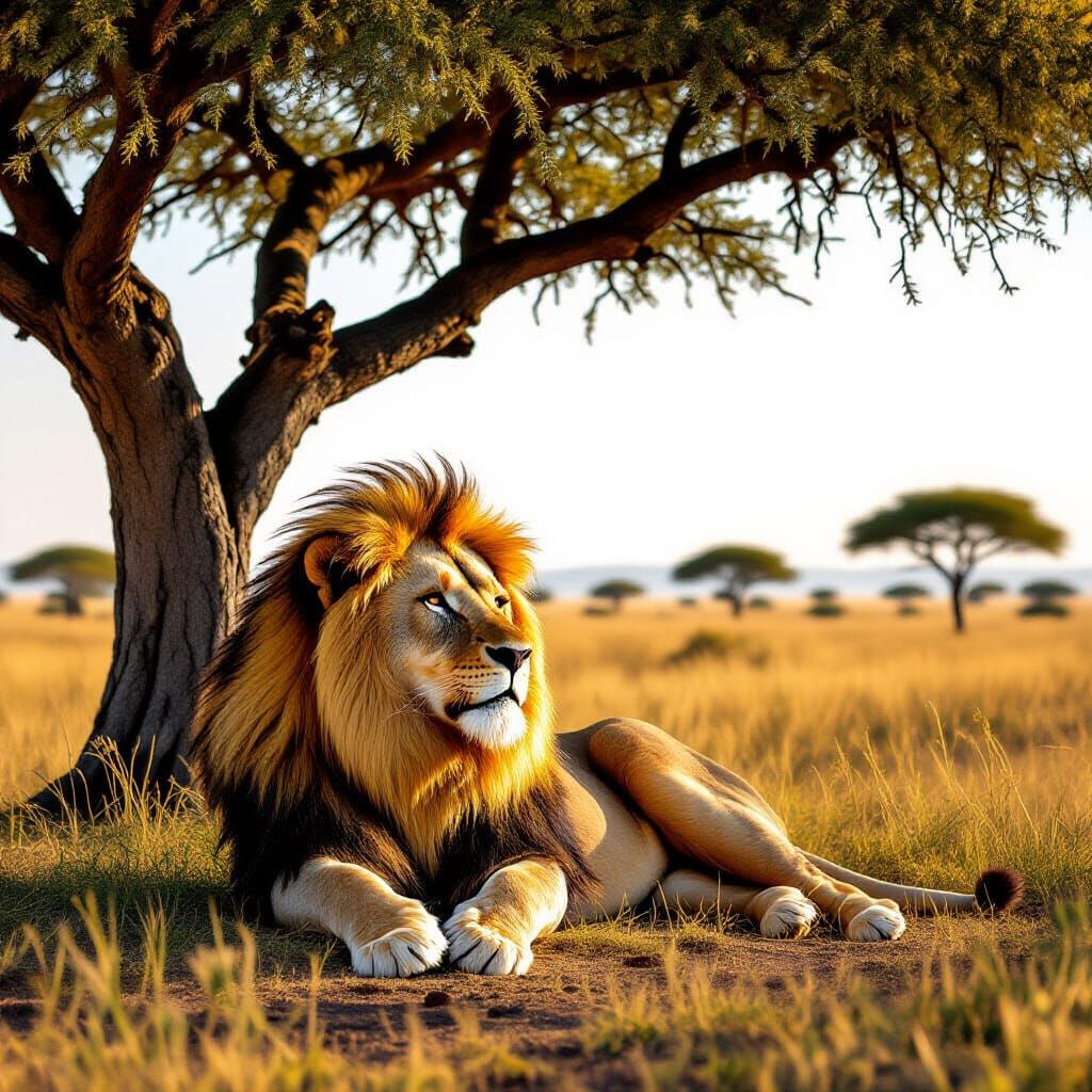 Regal Lion on the African Savanna