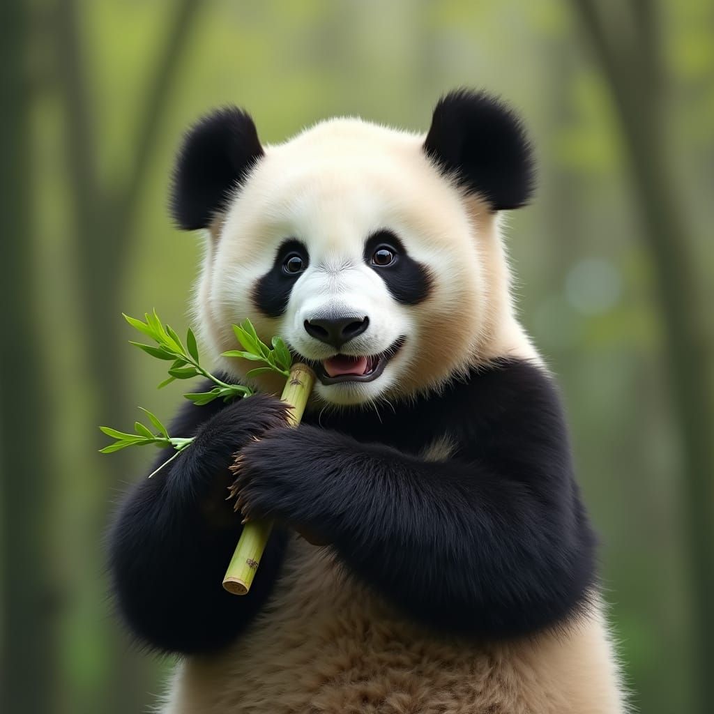 Cute Panda in a Bamboo Themed Setting