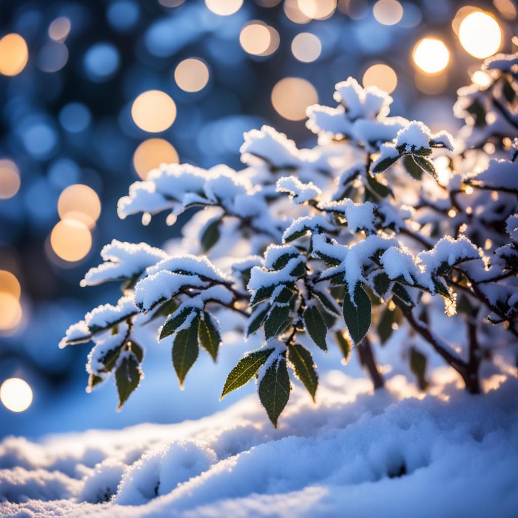 Snow-Covered Trees Sparkling in Moonlight: Professional Phot...