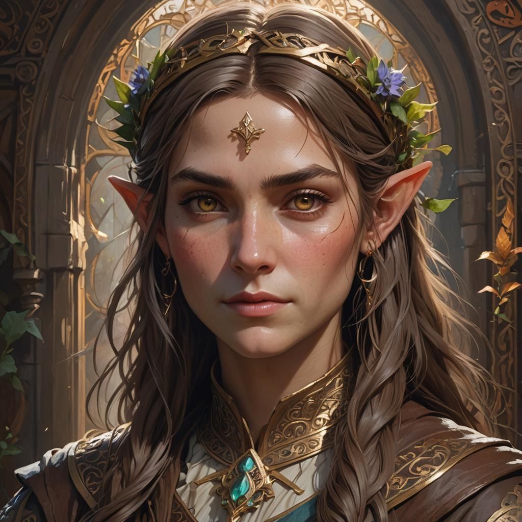 Medieval Elf Portrait in Hyperdetailed Fantasy Art