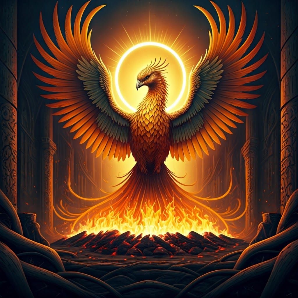Radiant Phoenix Rising in Biomechanical Sci-Fi