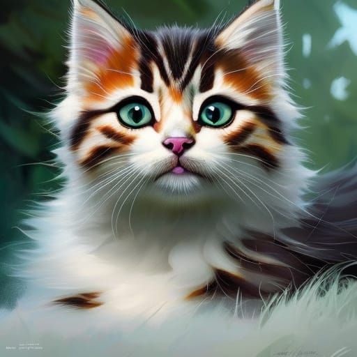 Majestic Rainforest Kitten: Hyperdetailed Concept Art