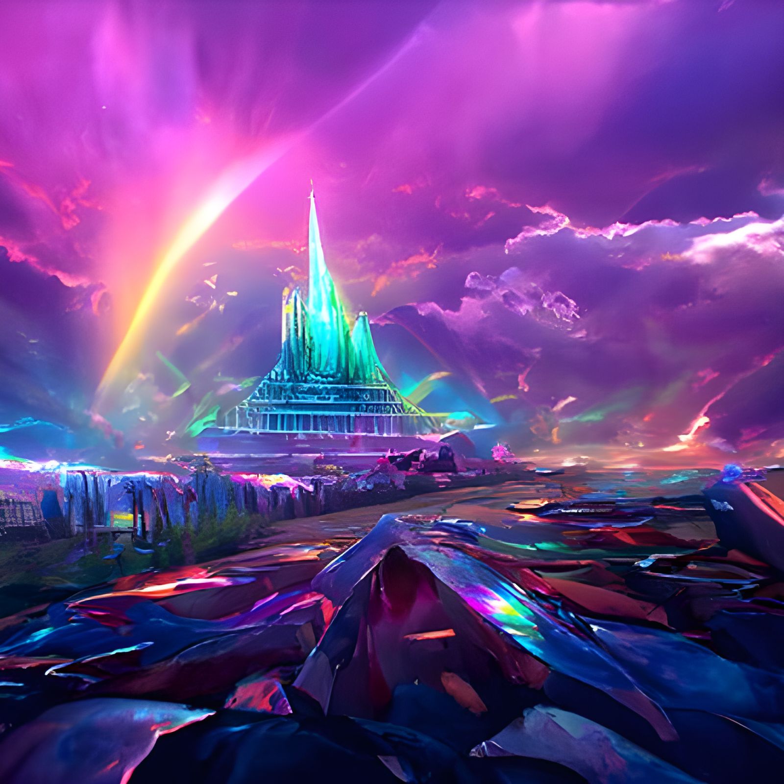 Iridescent Holy Palace in Asgard: Cel Shading Art