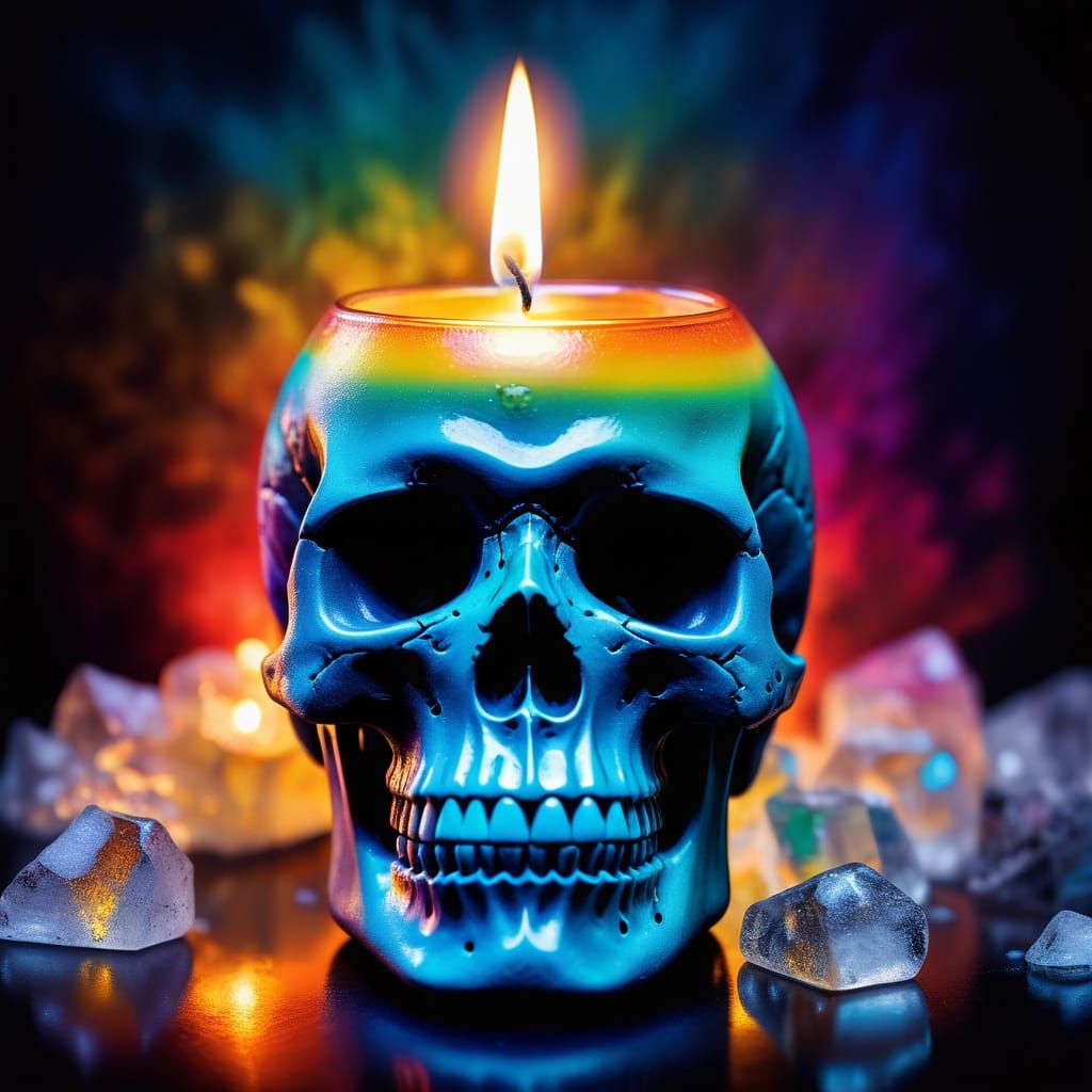 Snow Crystal in Crystal Skull: Surreal Oil Painting