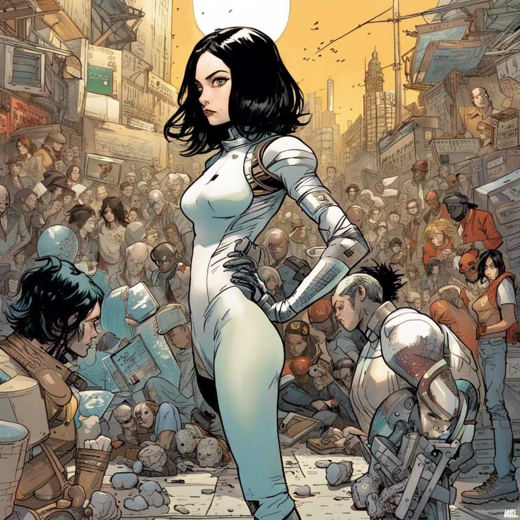 Alita Gears Up for Motorball: Cyberpunk Art