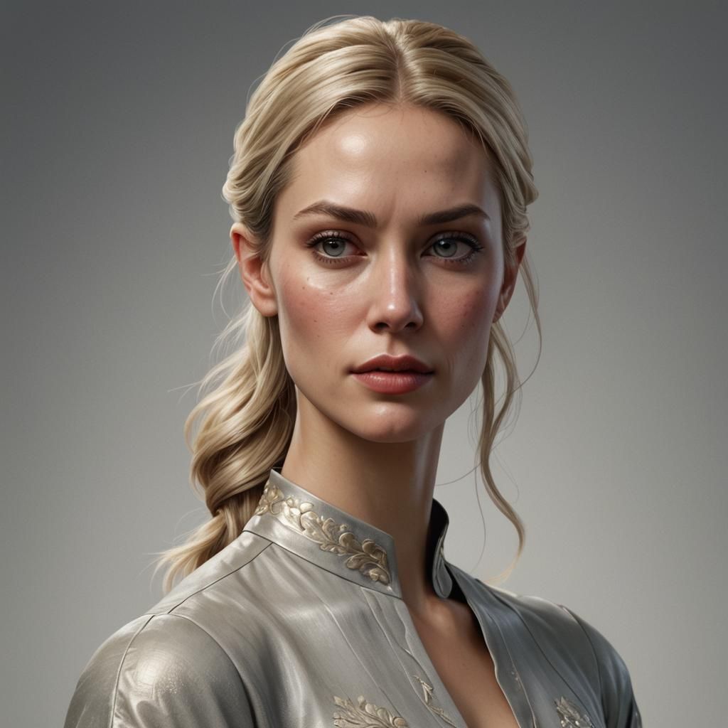 Hyperrealistic Portrait of a Blonde Woman, Detailed Matte Pa...