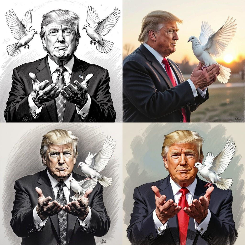 Pencil Sketch: Trump Releases Dove of Peace