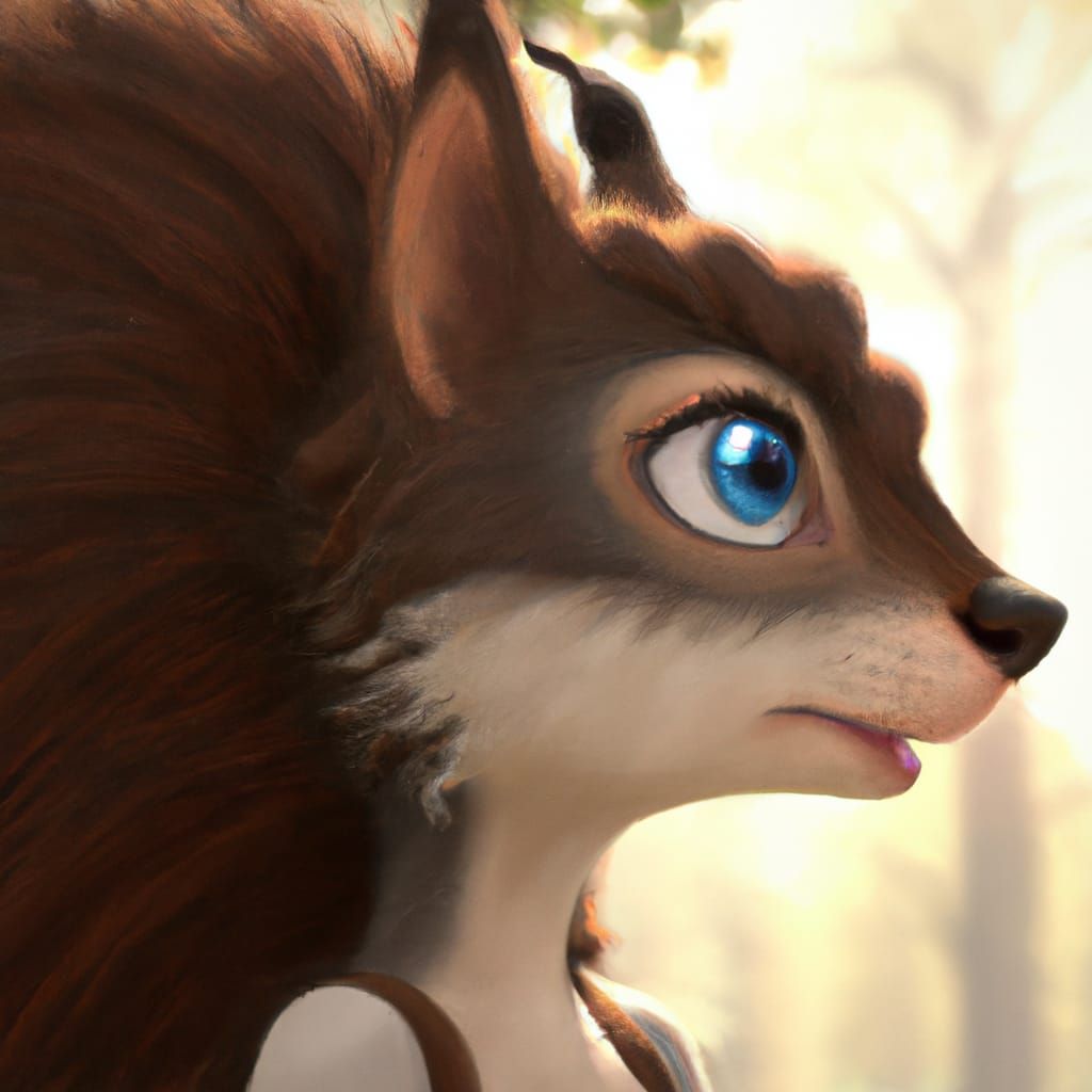 Cartoon Squirrel Princess with Big Snout