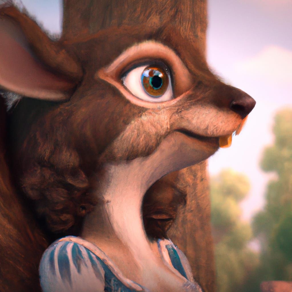 Cartoon Squirrel Princess Portrait: Digital Matte Painting