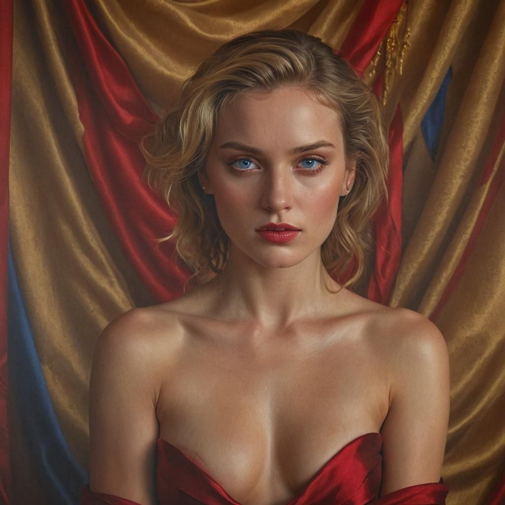 Elegant Femme Fatale Portrait in Rich, Vibrant Colors