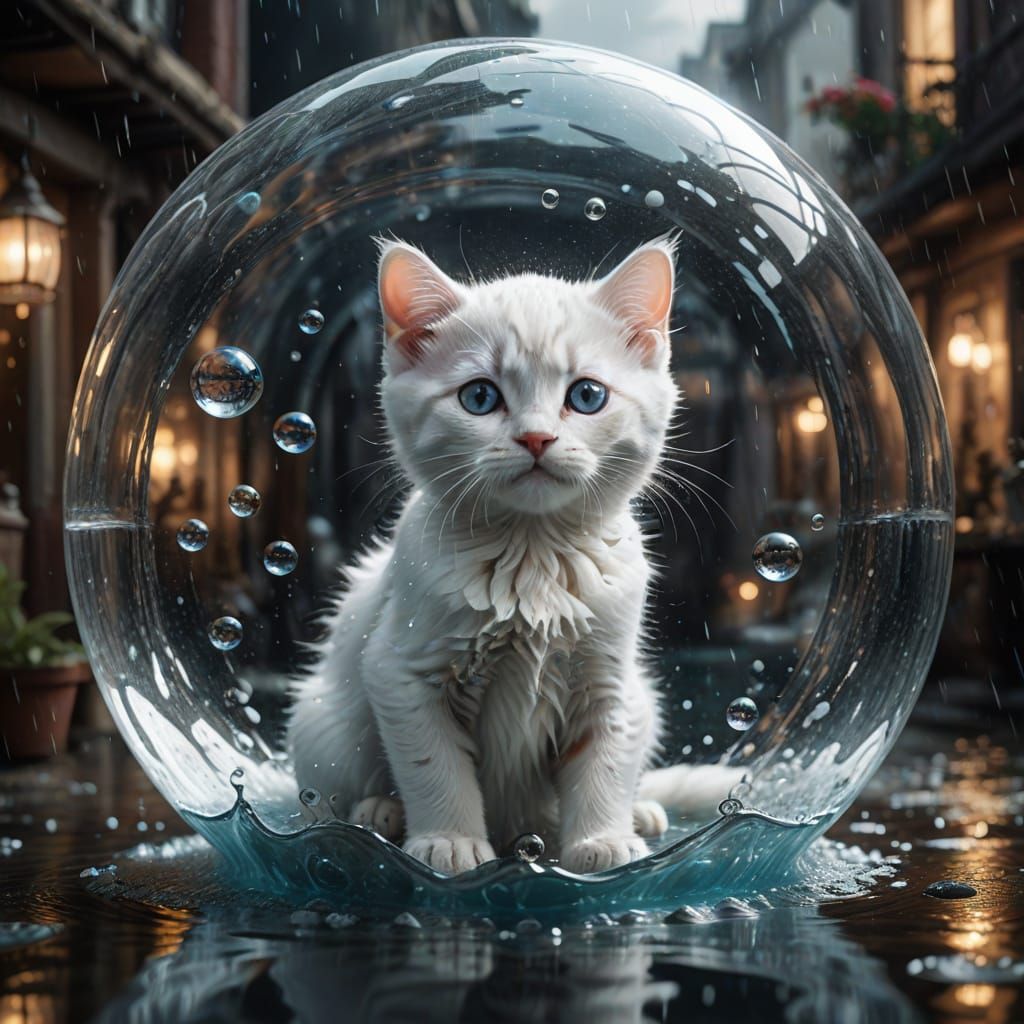Epic Water Kitten in a Majestic Digital Dream