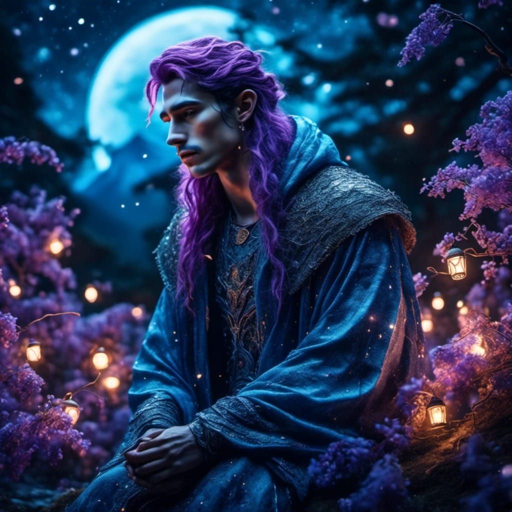 Elf in Wisteria Forest: 3D Anime Art