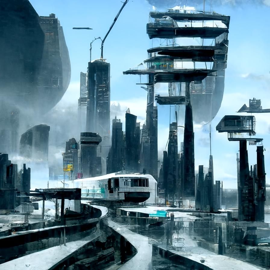 Futuristic Dystopian Cityscape