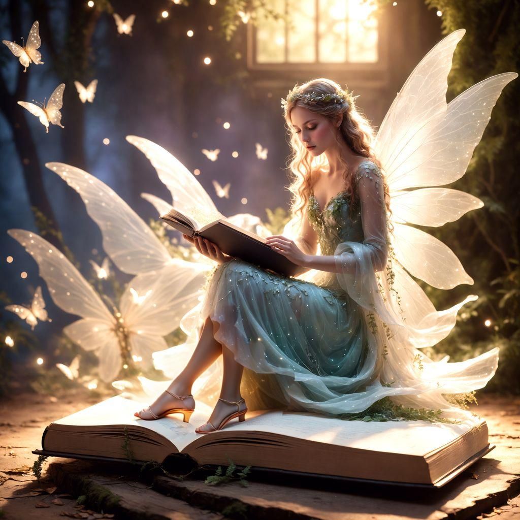 Enchanting Fairy Emerges from Ancient Book