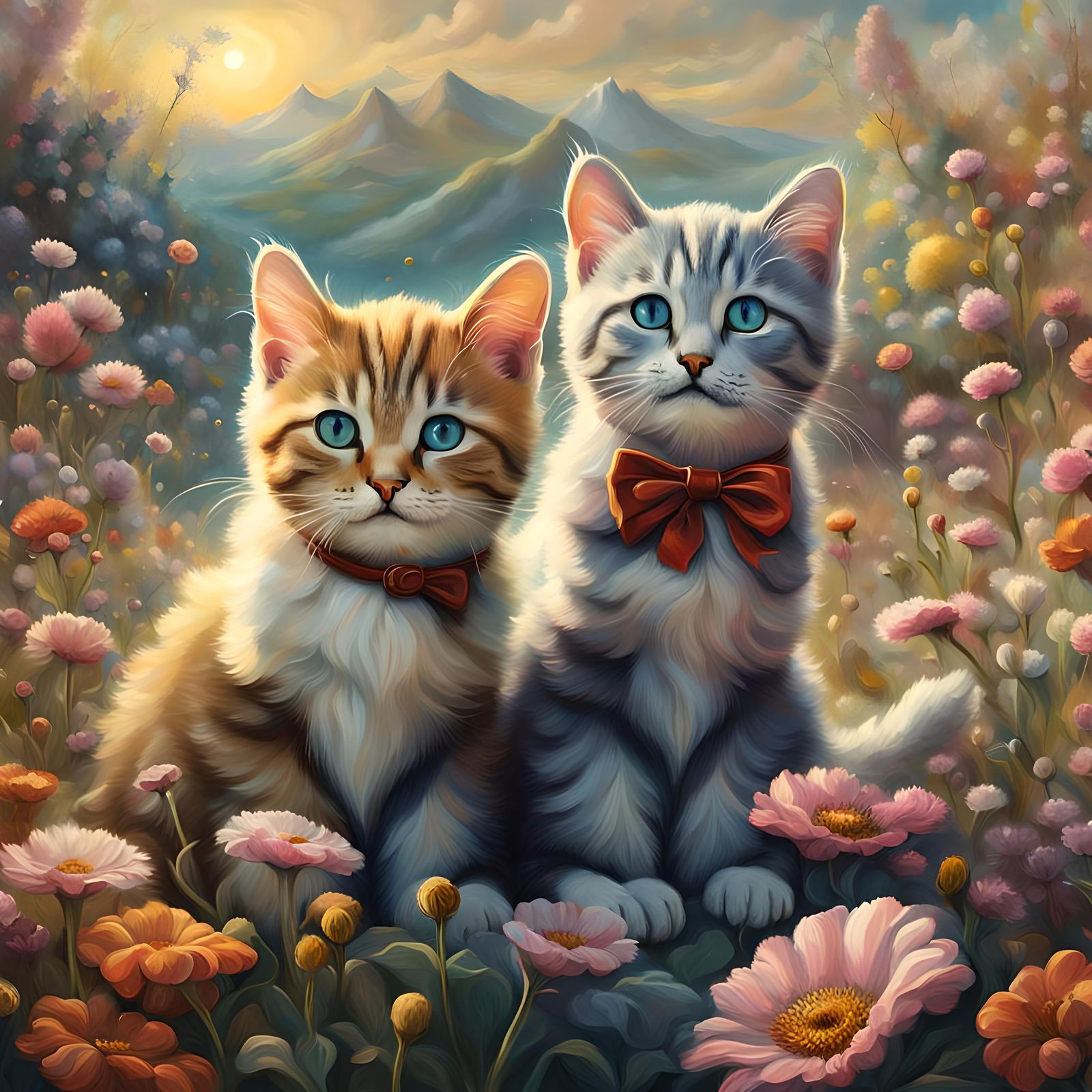 Surreal Cat Art: Oil Painting in Dali Style