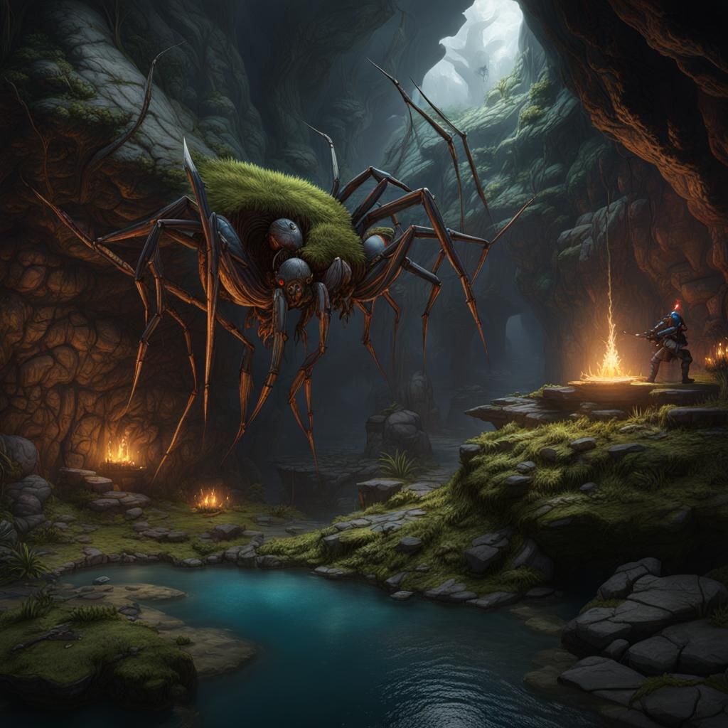 Giant Spider Battlemap in Dark Fantasy Style