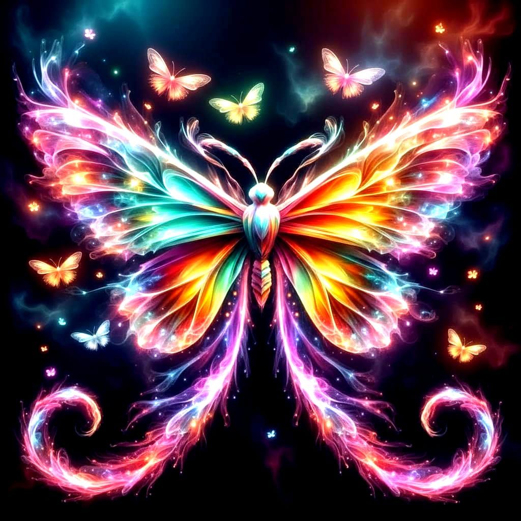 Crystalline Luna Moths Soaring Through Space