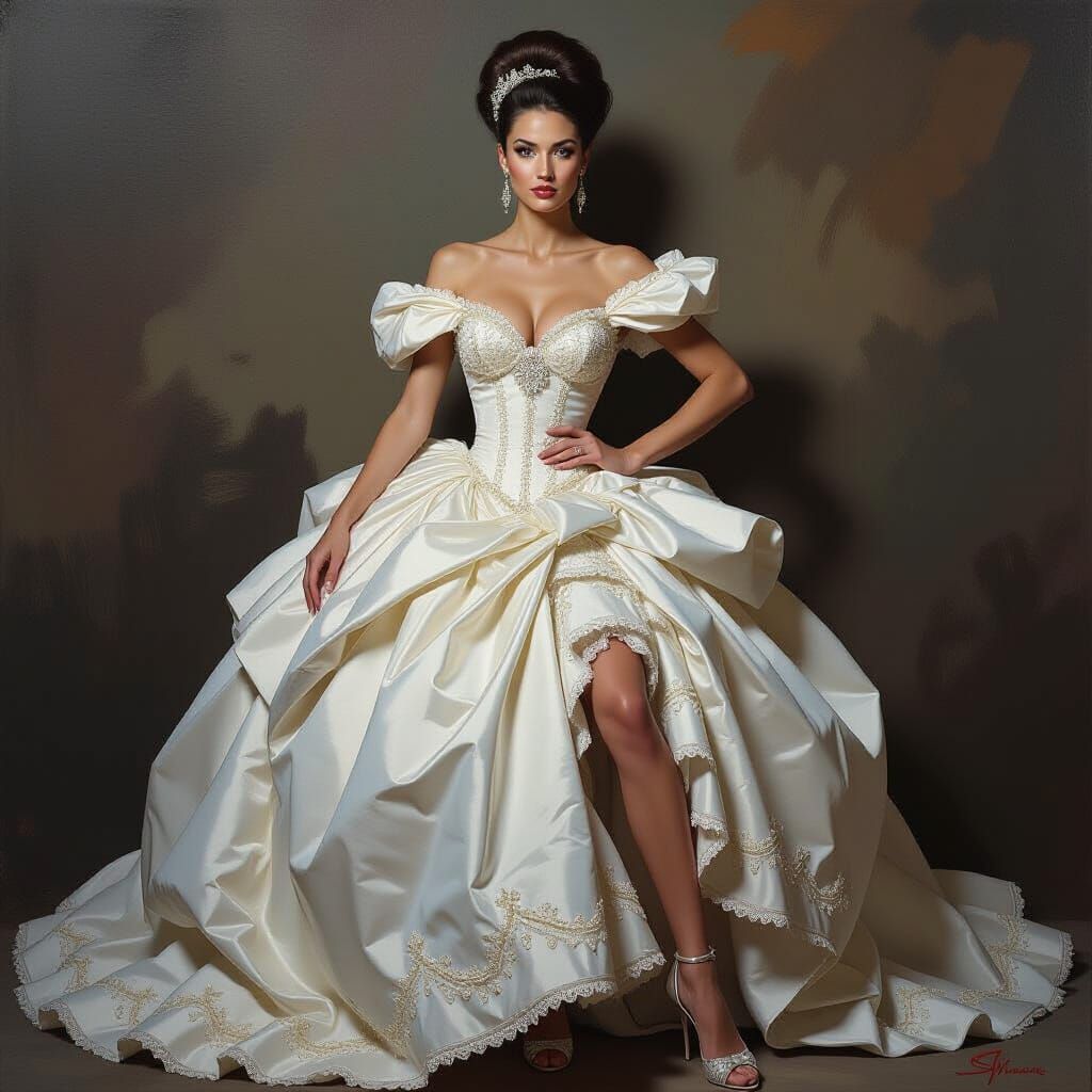 Goya-Inspired Portrait of Opulent Woman in Modern Era